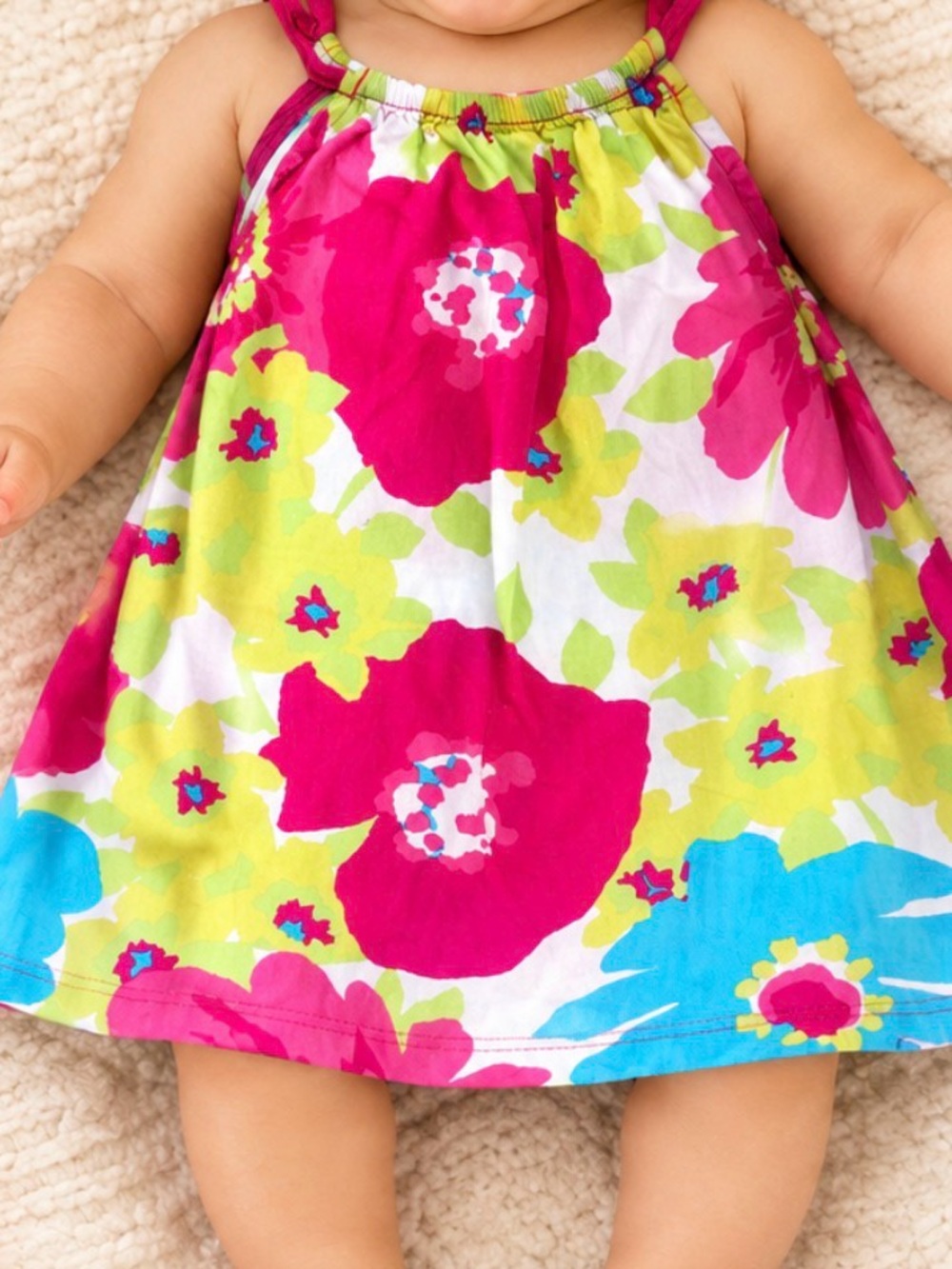 Y2K Place Baby Girl Vibrant Floral Tunic Dress 9-12 Months 100% cotton
